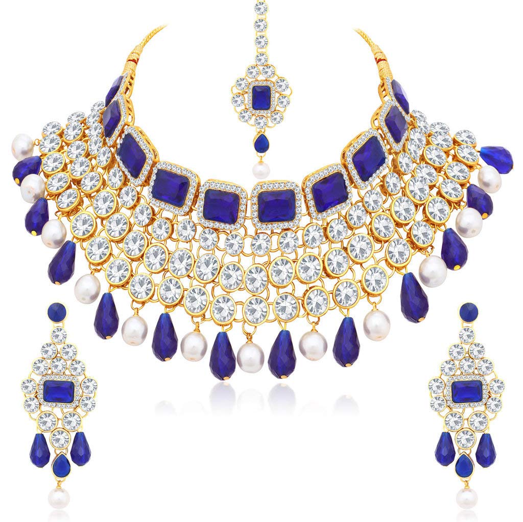 Sukkhi Incredible Pearl Gold Plated Wedding Jewellery Kundan Choker Necklace Set For Women (N79607) (B07QDLN88Z) Amazon Price History, Amazon Price Tracker