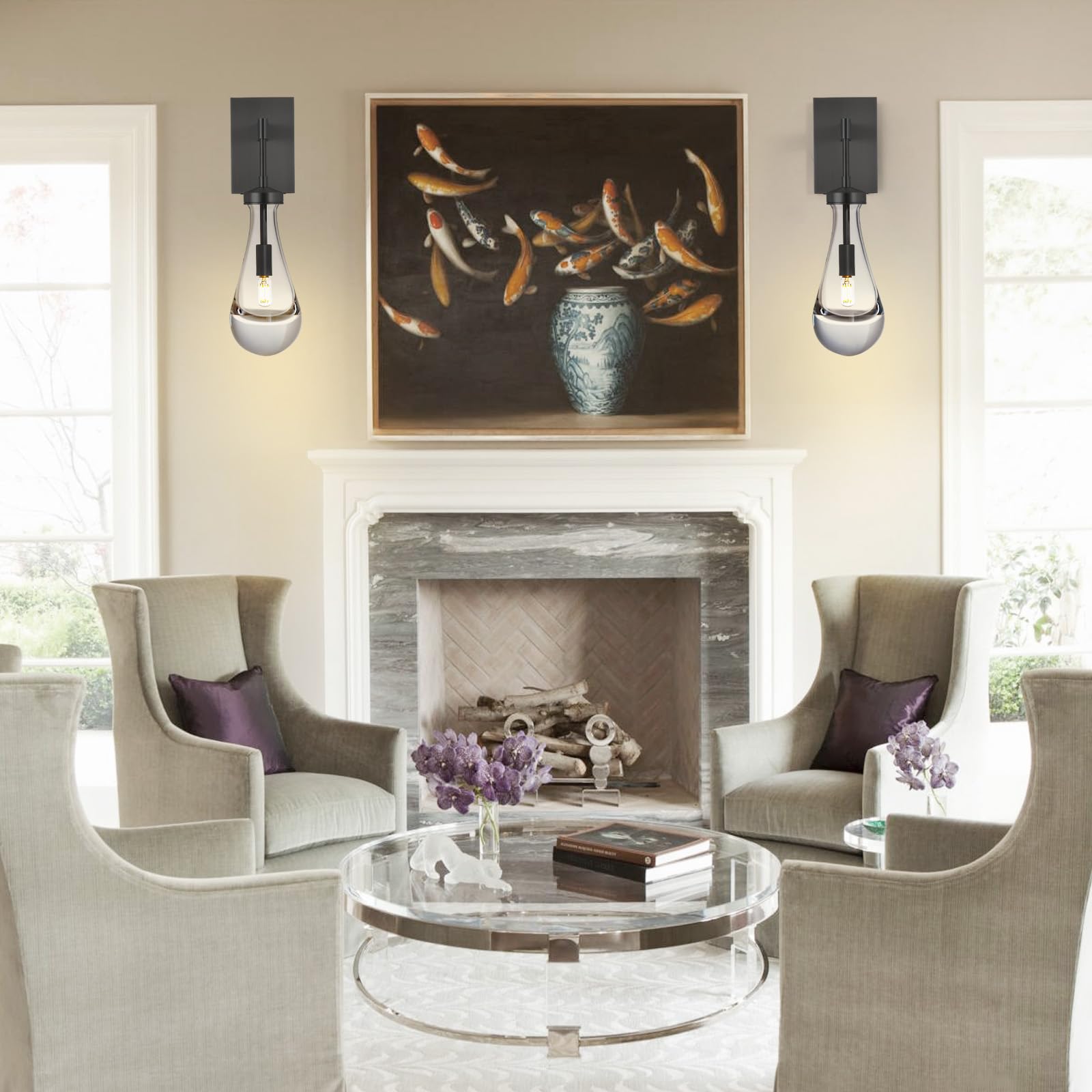 Wall Sconces Set of Two, Black Sconces Dimmable Raindrop Sconces Wall — free download