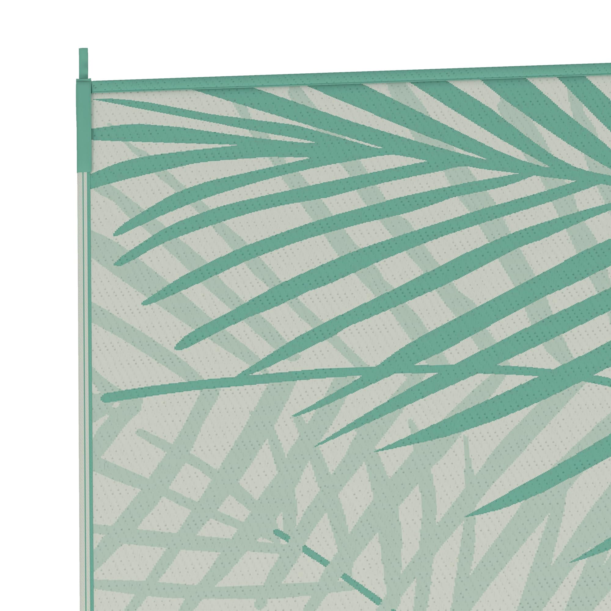 Outsunny Tapis de Jardin Tapis d'extérieur réversible 365L x 274l cm imperméable Motif Feuillage avec Sac de Transport pour terrasse Balcon Camping, Vert crème