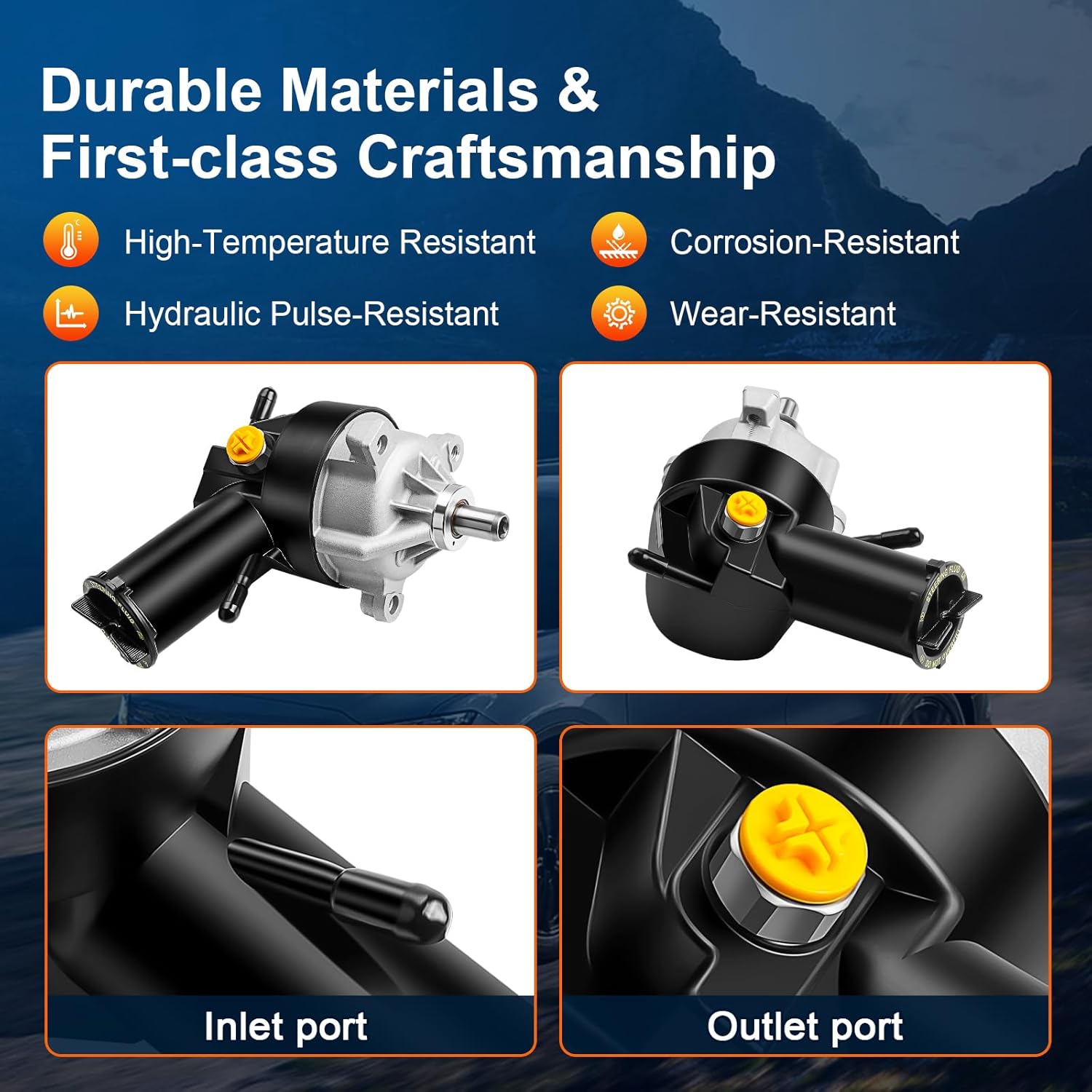 Power Steering Pump with Reservoir Fits for Ford F200, F250, F350 Super Duty, F450 Super Duty, F550 Super Duty 1990-2003, F Super Duty,Excursion Replaces 20-7238, F1TZ3A674DBRM, F2TZ3A674A