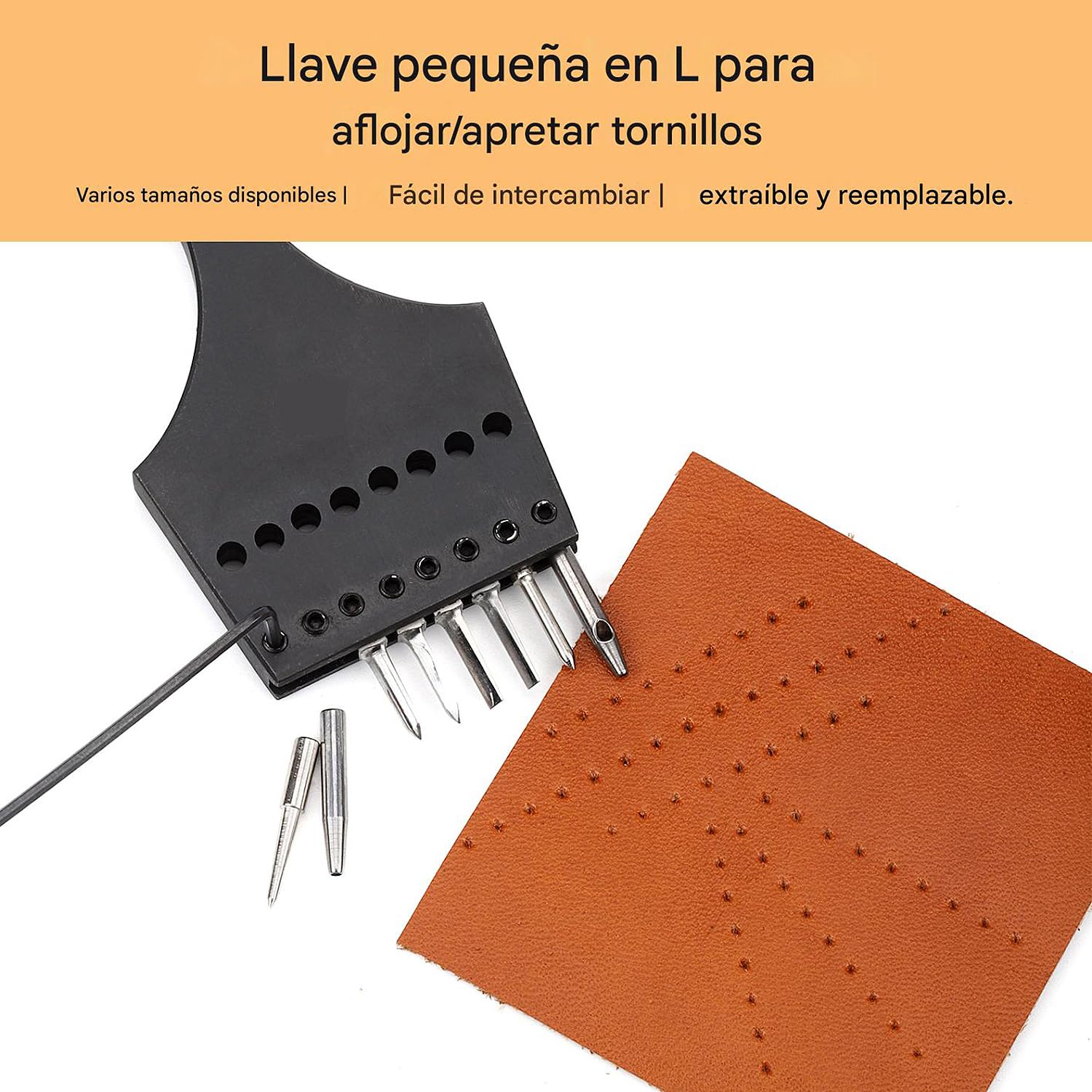 WUTA - Perforadora de agujeros para cuero con forma de círculo desmontable, herramienta profesional para espaciar cuero, juego de bricolaje para cuero(3.85mm-2+4+8)