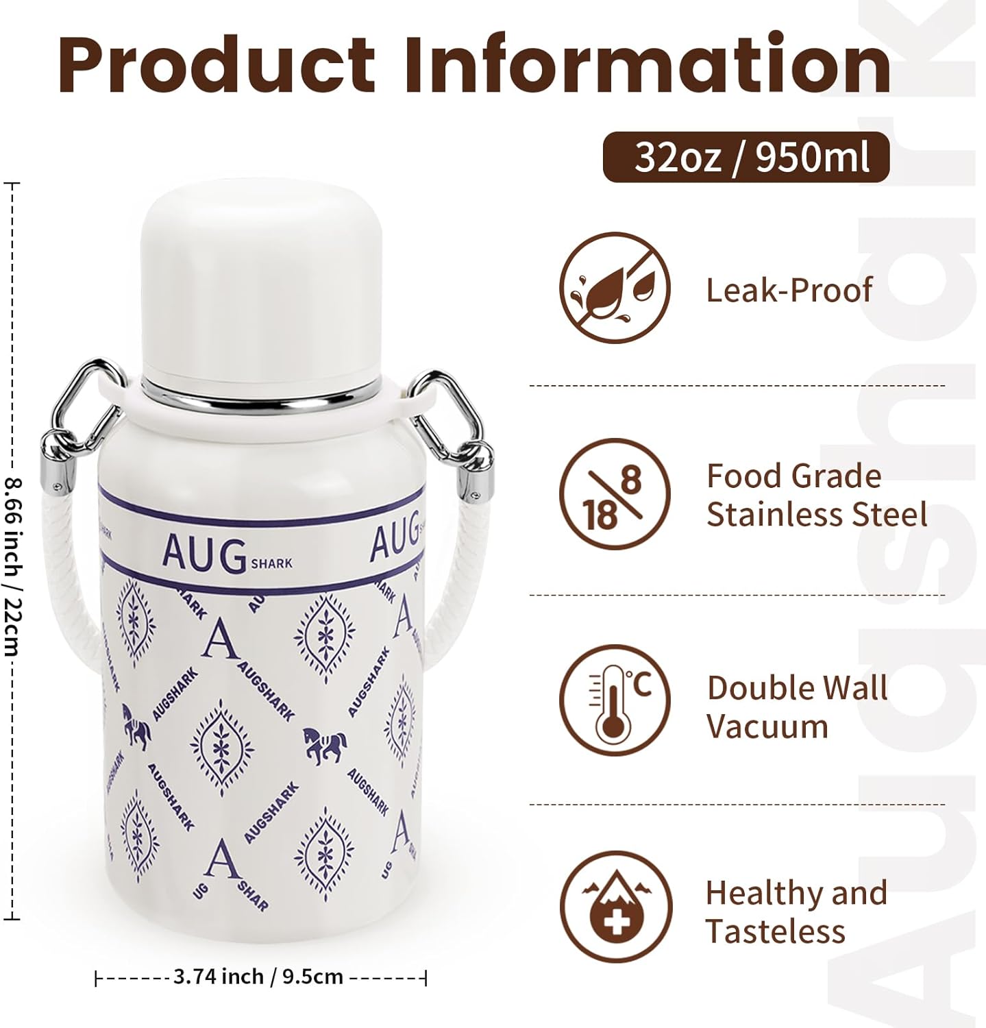 Insulated Tumbler with Straw, 32 oz Swig Sip Insulated Water Bottle with a Sharing Cup Lids, Leak Proof Double Wall Vacuum Stainless Steel Water Flask Jug with Handle, Keep Cold 24H, Non-BPA - Image 7