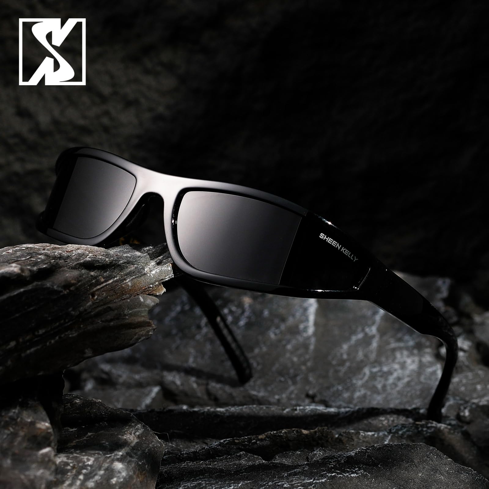 SHEEN KELLY Polarisiert Wrap Around Sonnenbrille Herren Damen TR90 Rahmen | Vintage Gangster Stil Y2K Futuristische Rave/Schnelle/Techno Brille