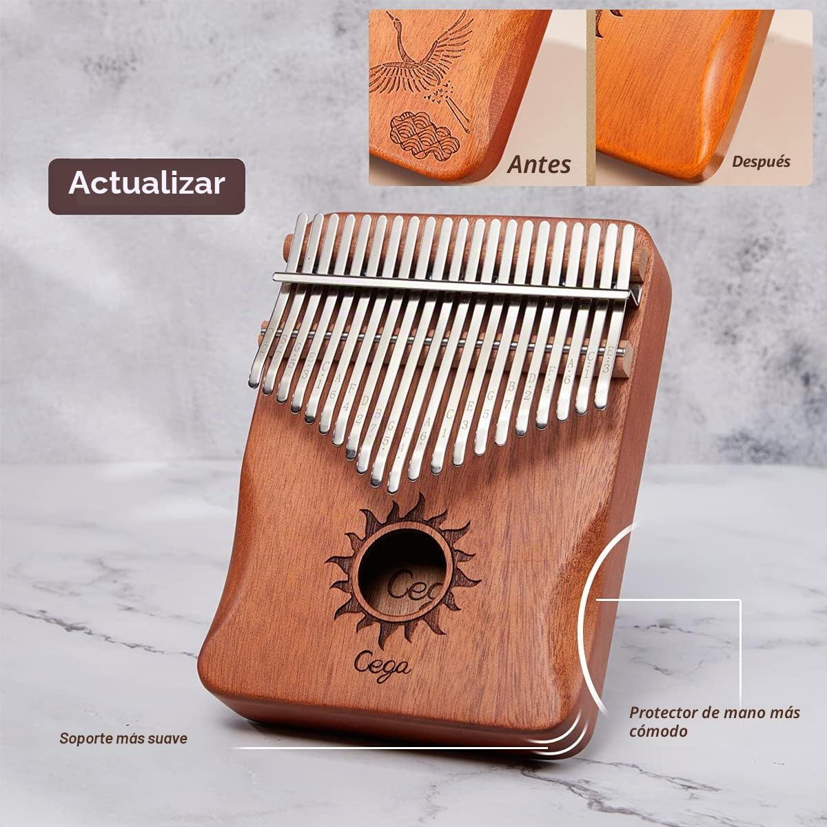 Kalimba Piano de Pulgar Marimba 21 teclas con instrucciones de estudio y martillo de afinación, piano de dedo de madera africano portátil para niños y adultos principiantes con Martillo de Afinación