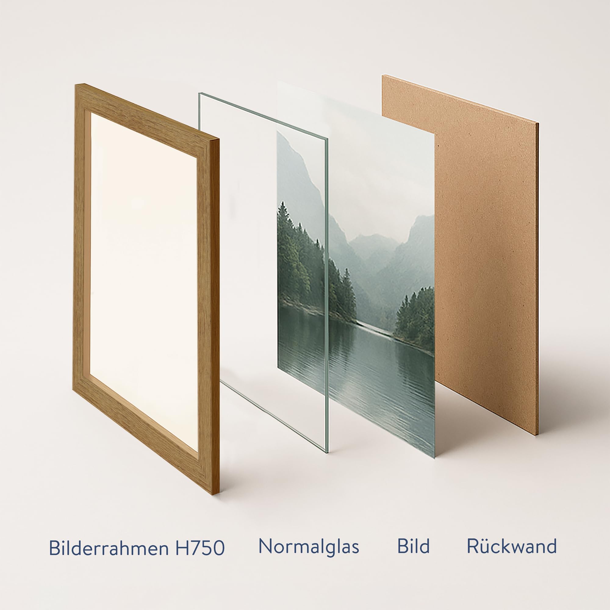 WANDStyle Bilderrahmen 50x70 Eiche, rustikaler Bilderrahmen Holz 50x70 cm | Hochwertiger Holzbilderrahmen, Posterrahmen zum Aufhängen, Rahmen 70x50 cm, Fotorahmen H750 - Made in Germany