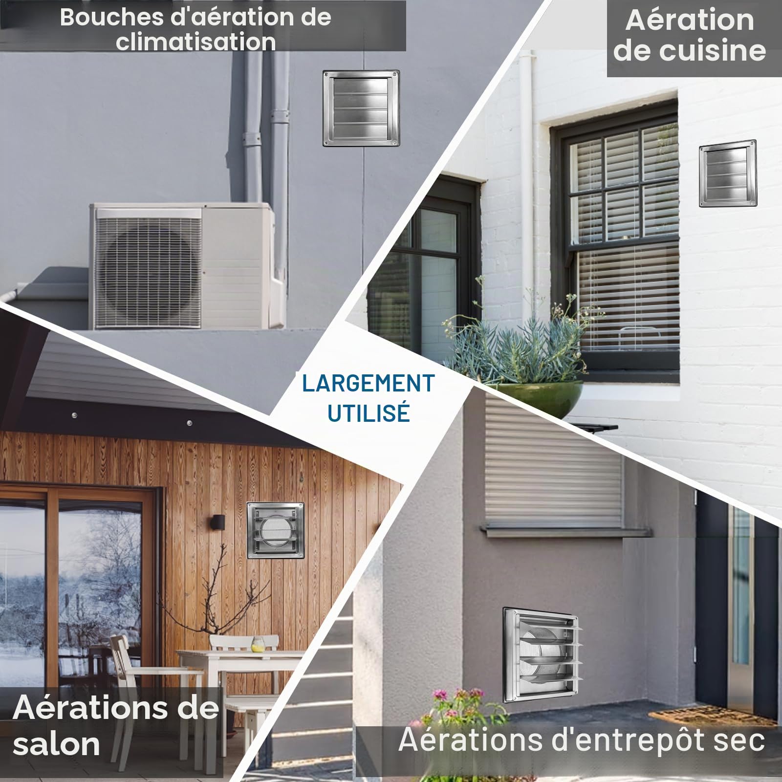 Grille Ventilation 100mm INOX Verrouillable – Anti-Insectes Mural | Anti-insectes avec Moustiquaire, Clapet Anti-retour Intégré, Installation Murale Rapide, Matériau Inoxydable Résistant