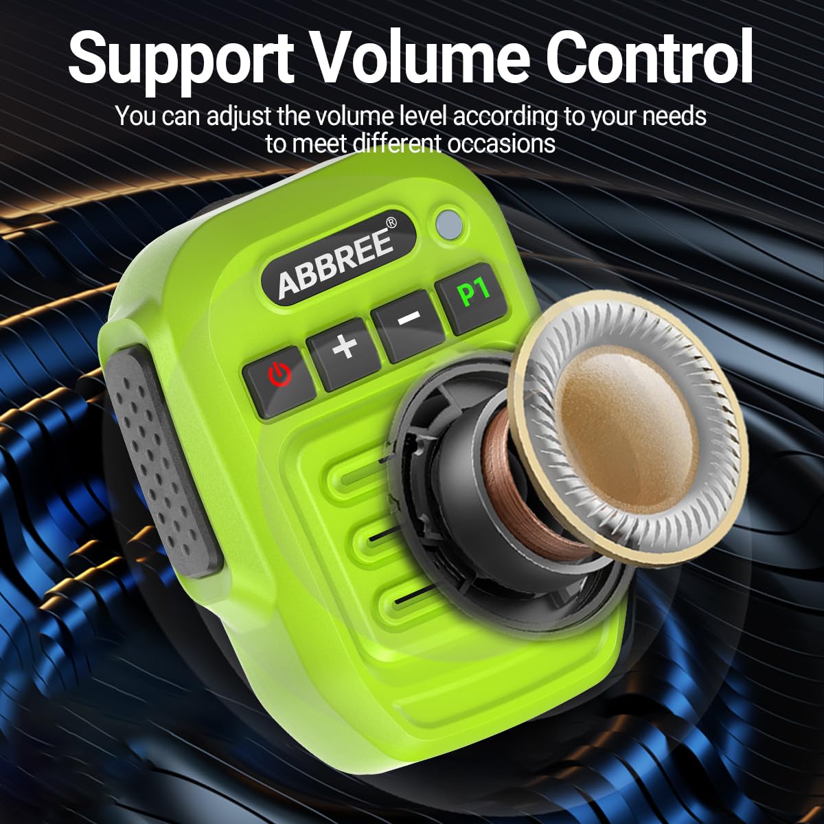 ABBREE Ham Radio - Altoparlante portatile senza fili, microfono a 2 pin compatibile con Baofeng 5RM UV-5R, BF-F8HP PRO, GM21, K5PLUS, GM-15Pro, UV-5G Plus AR-152 Quansheng UV-K5 8 Walkie Talkie (verde