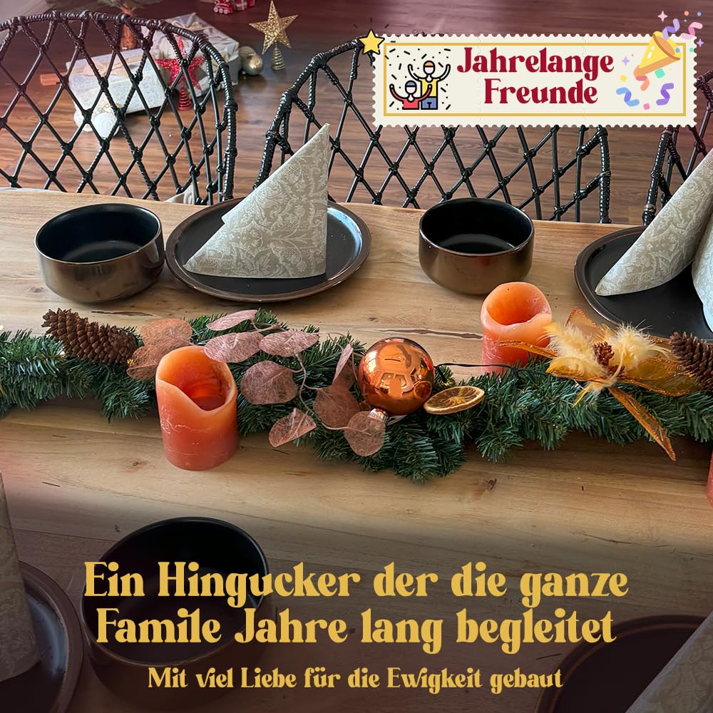 Weihnachtsgirlande künstlich 270 cm I Naturgetreue Nachbildung, Weihnachtsdekoration für Innen, Draußen + Eingangstür Halterung I ohne Deko (Grün, 270 cm)