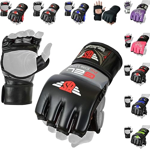 BeSmart - Guantes de kickboxing, equipo de entrenamiento, guantes de lucha para artes marciales mixtas, para hombres y mujeres adultos (color gris,