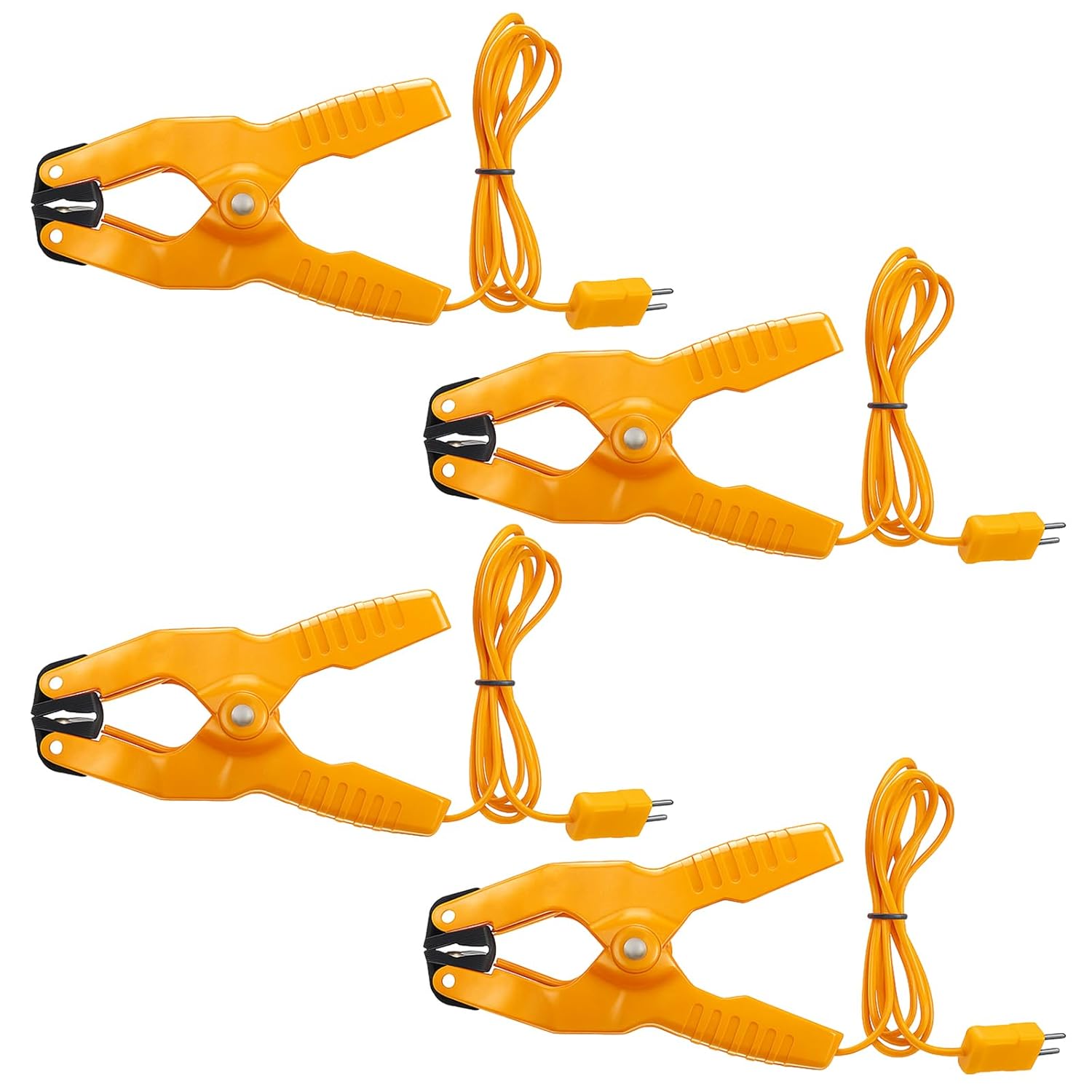 4 Pcs Temperature Clamp HVAC K Type Thermocouple Thermometer Lead Probe Pipe Clip Multimeter Sensor Jaw Clip Plumbing Clamp Measures -40~392℉ for Heating and Cooling System