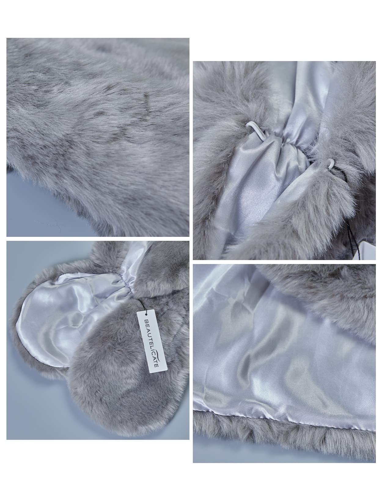 BEAUTELICATE Stola Coprispalle di Pelliccia Sintetica Donna Scialle Brolero Pelliccia Elegante da Sposa per Cerimonia Matrimonio Inverno Nozze Festa