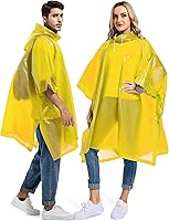 Vista 51 de Paquete de 2 ponchos de lluvia para adultos, reutilizables, impermeables, de supervivencia, emergencia, resistente, con capucha con cordón Azul