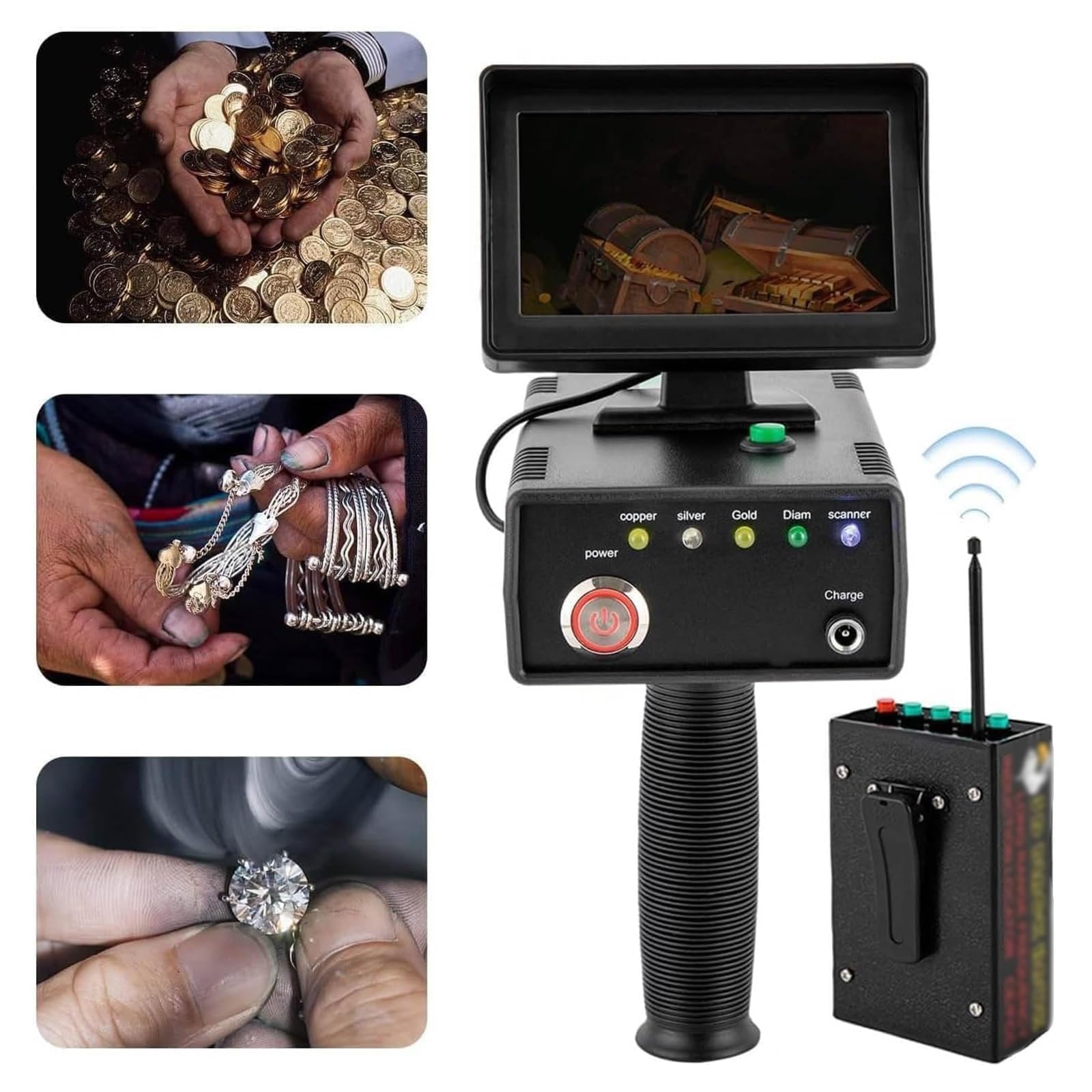 Détecteur de métaux professionnel rechargeable, longue portée et détection profonde, pour la chasse au trésor en plein air