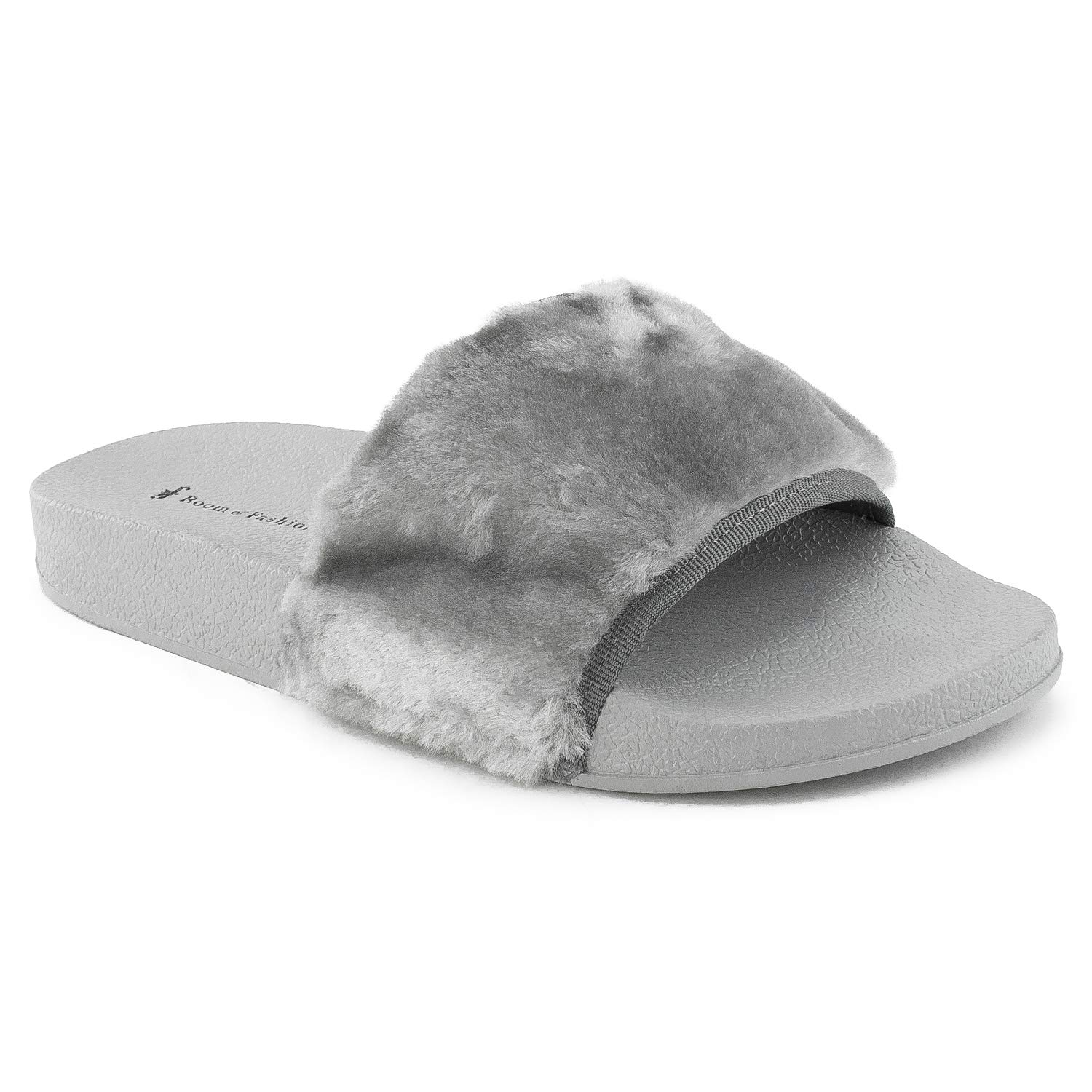 RF ROOM OF FASHION Women's Casual Wide Band Slip On Footbed Slides Sandals