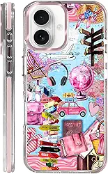 Capa para iPhone 16 Plus, [compatível com MagSafe], design de capa de celular com mapa do mundo, para mulheres e meninas, capa magnética transparente - proteção fina, elegante e à prova de