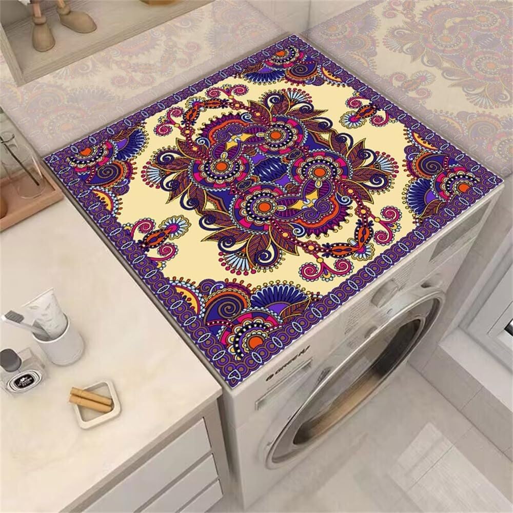 VUIKLCty Top Protective Mat: Non-Slip, Absorbent, Drying Diatomaceous Earth Mat for Kitchens and Refrigerators(Purple Beige,50x60cm)