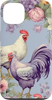iPhone 13 Vintage Chicken Rooster and Purple wildflower Case