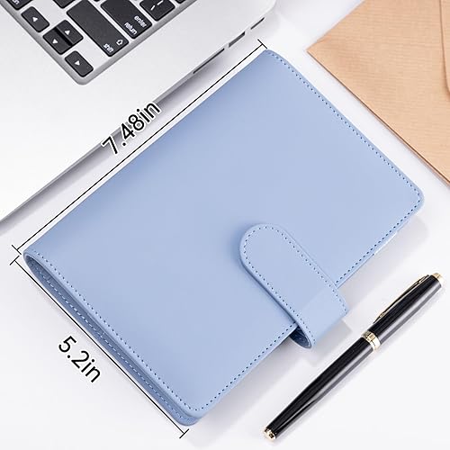 Vista 116 de Antner - Archivador de piel sintética con 6 anillos, para papel de tamaño A6, agenda personal con hojas sueltas y cubierta con cierre magnético