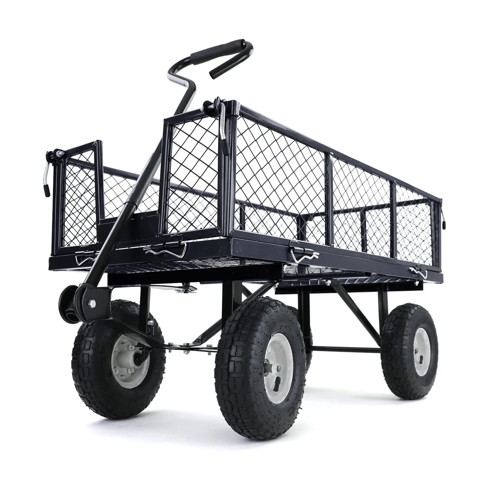 Transport Gitterwagen Handwagen Bollerwagen Seiten klappbar bis 300kg Schwarz