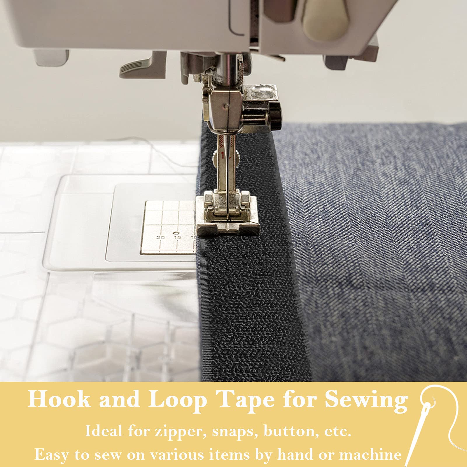 TEUVO Scratch a Coudre pour les Tissus et les Vêtements, Robuste Non Adhésive Nylon Bande Scratch Auto Agrippante pour Projets de I'Artisanat et Bureau, du Bricolage et de la Couture (50mm X 6M)