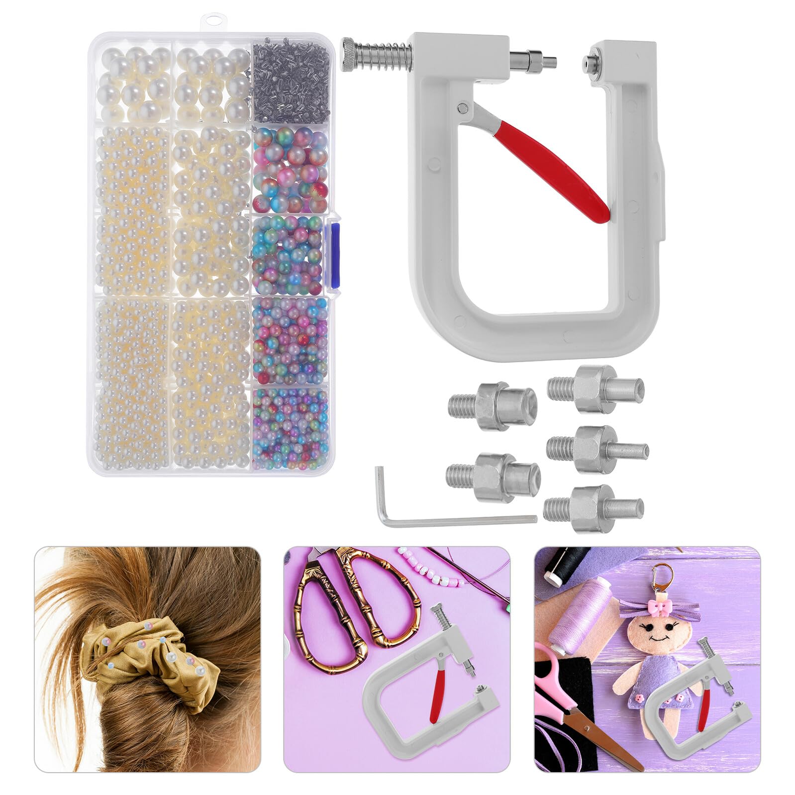 Máquina de Fijación de Perlas Hecha a Mano Botones Redondos para Sombreros Zapatos Ropa Bolsos Faldas Herramienta Manual para Engarzar Perlas