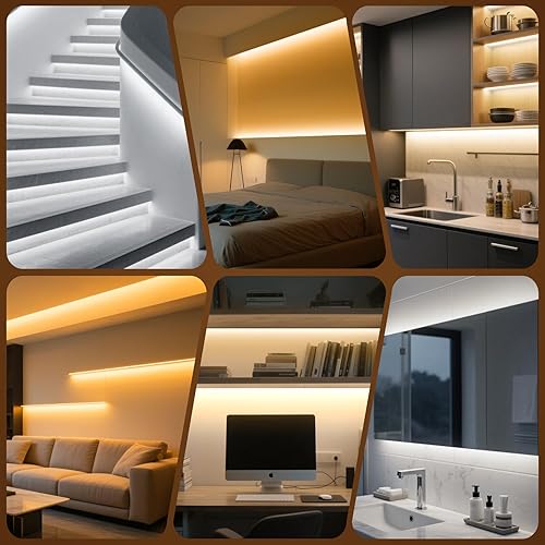 Miniatura 8 de Tira de luces LED COB blancas de 32.8 pies, 2700 K-6500 K, tira LED COB blanca regulable con control remoto y aplicación, temporizador,