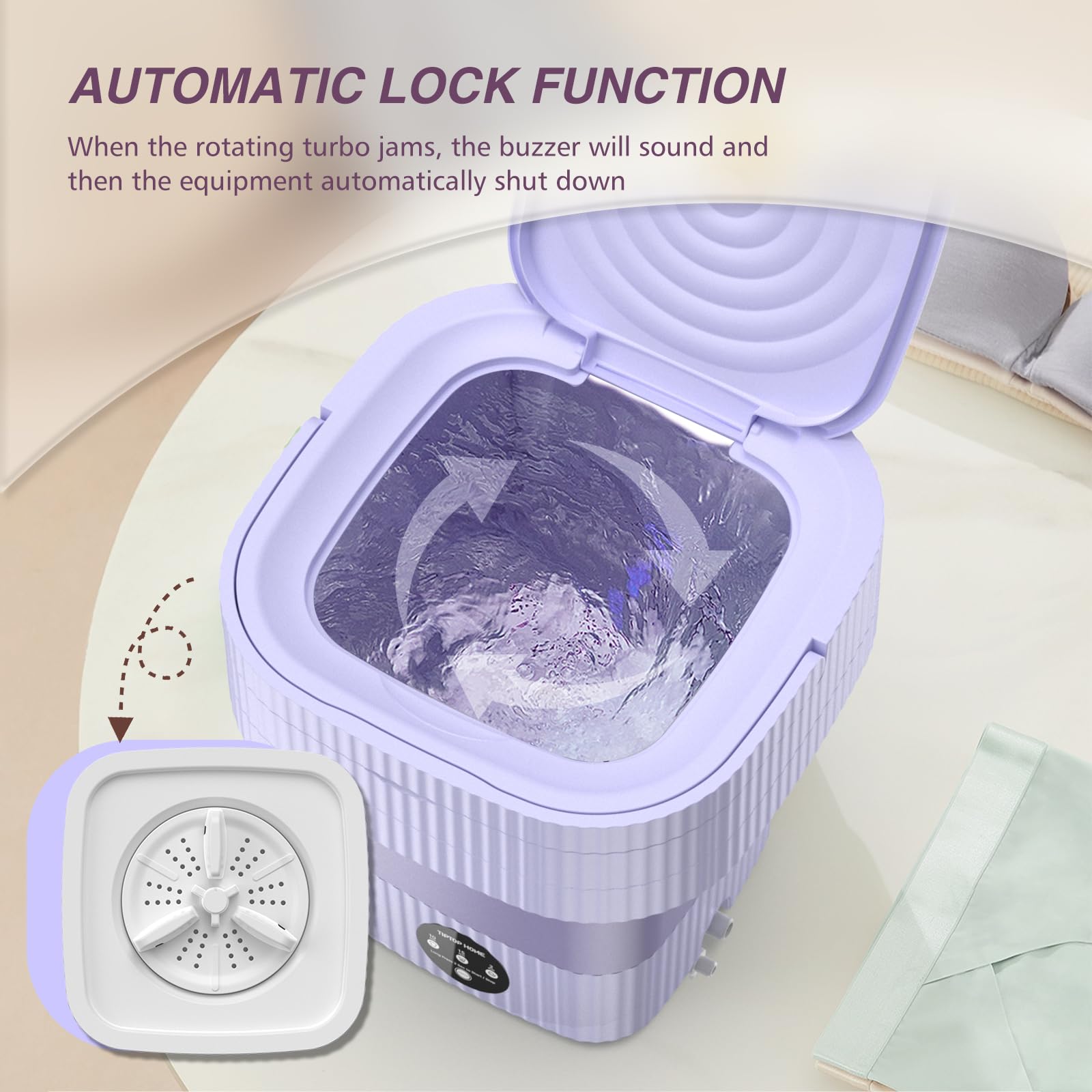 Portable Washing Machine, Mini Washing Machine Ultrasonic Turbine Wash,Home Foldable Small Portable Laundry Machine, Mini Portable Washer For Underwear, Sock, Baby Clothes, Travel, Camping, Dorm, RV