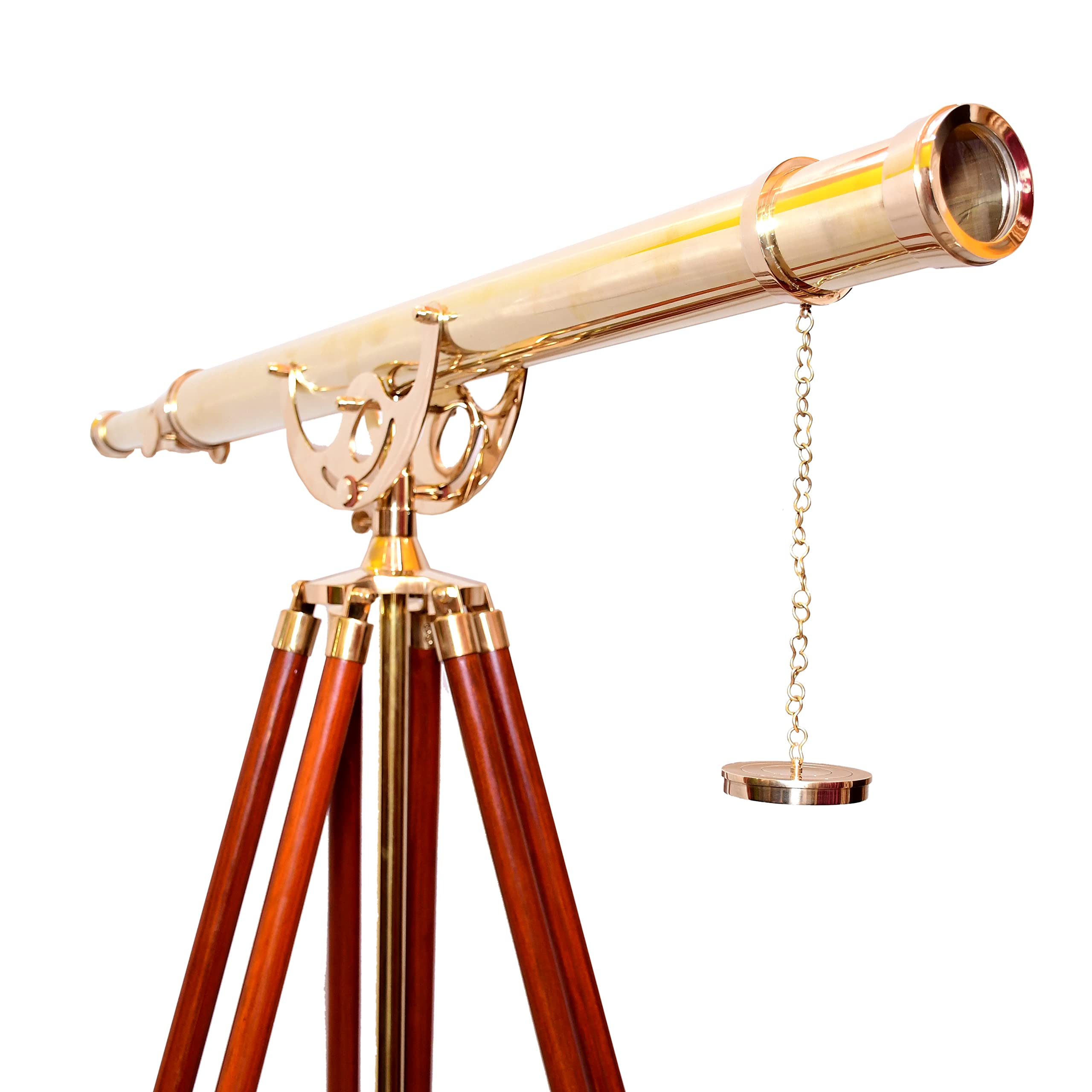 Vintage Antique Telescope Heavy Brass Nautical Port Marine Navy Telescope Single Barrel Brass Finish (Height 65'' Inches)