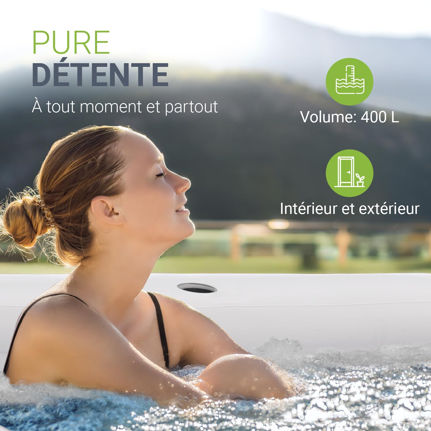 Juskys Baignoire Gonflable L - Baignoire Extérieure pour Adultes, Bassin Pliable et Mobile avec Dossier, Baignoire de Glace avec Couvercle et Pompe