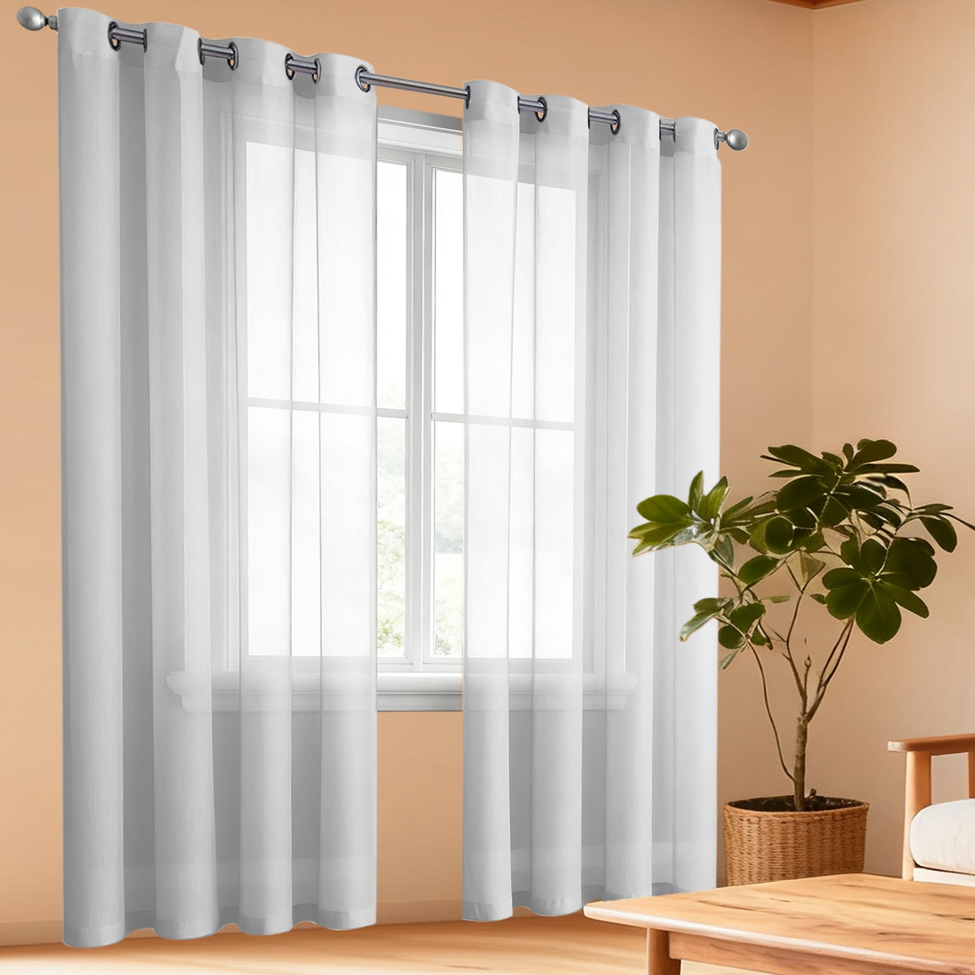 Rideau voilage lumineux transparent 280 x 400 cm pour filtrer la lumière