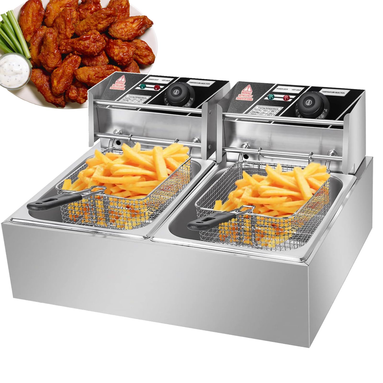 IUokLU Outdoor Deep Fat Fryer Electric Food Service Equipment for Chips,French Fries,Donuts - Large Capacity Electric Frying Machine with Adjustable Temperature - for Commercial & Home Use