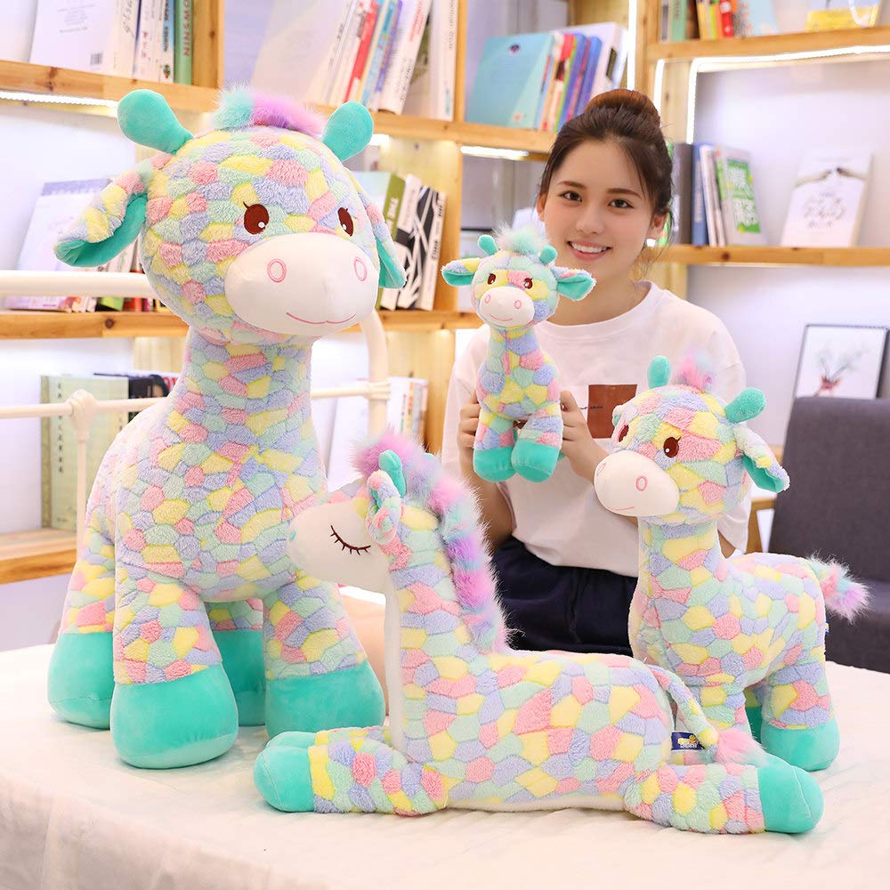 Carino Cervo Colorato Peluche Giocattolo Peluche Animale Farcito Bambola Cervo Abbracciare Placare Cuscino Camera Decor per Bambini/Ragazze Regalo di Compleanno 80 cm In Piedi