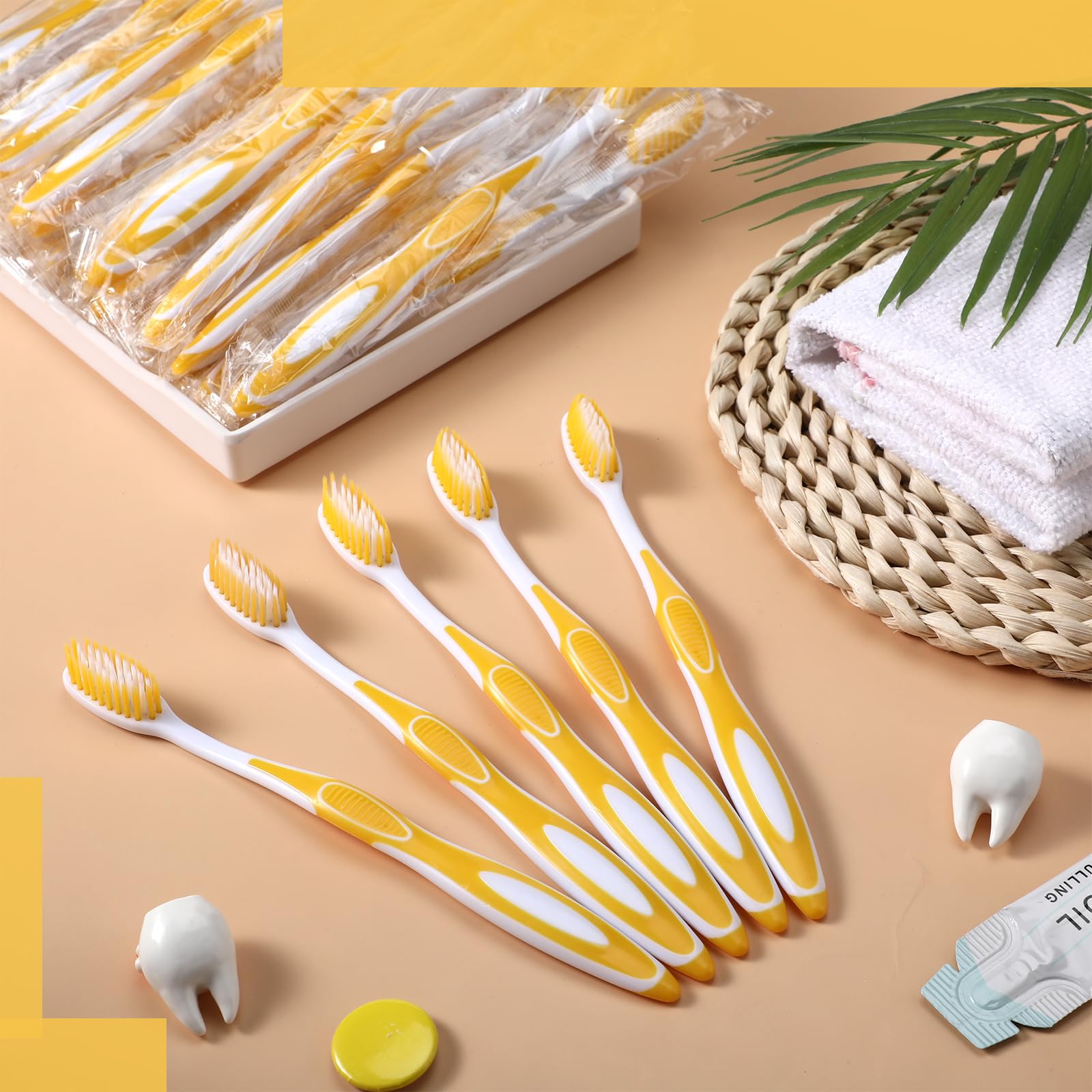 100 cepillos de dientes desechables prepegados, envueltos individualmente, cepillo de dientes de cerdas suaves, cepillo de dientes de viaje para camping, habitación de invitados, coche,