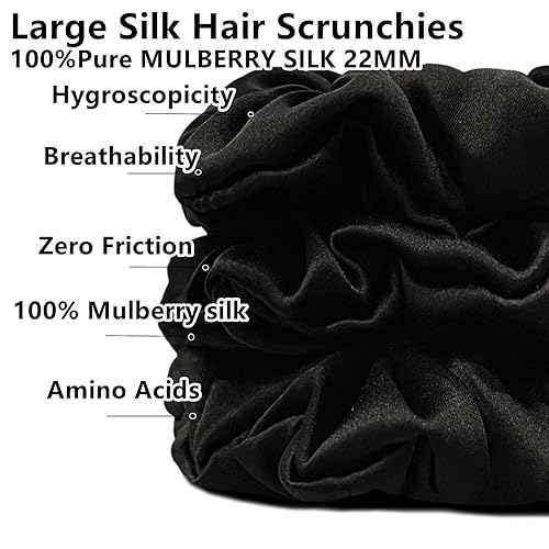 Miniatura 3 de Suncdelv Seda, coleteros 100% seda para el cabello, lazos para el cabello de 22 momme para antiarrugas y roturas, accesorios naturales para el