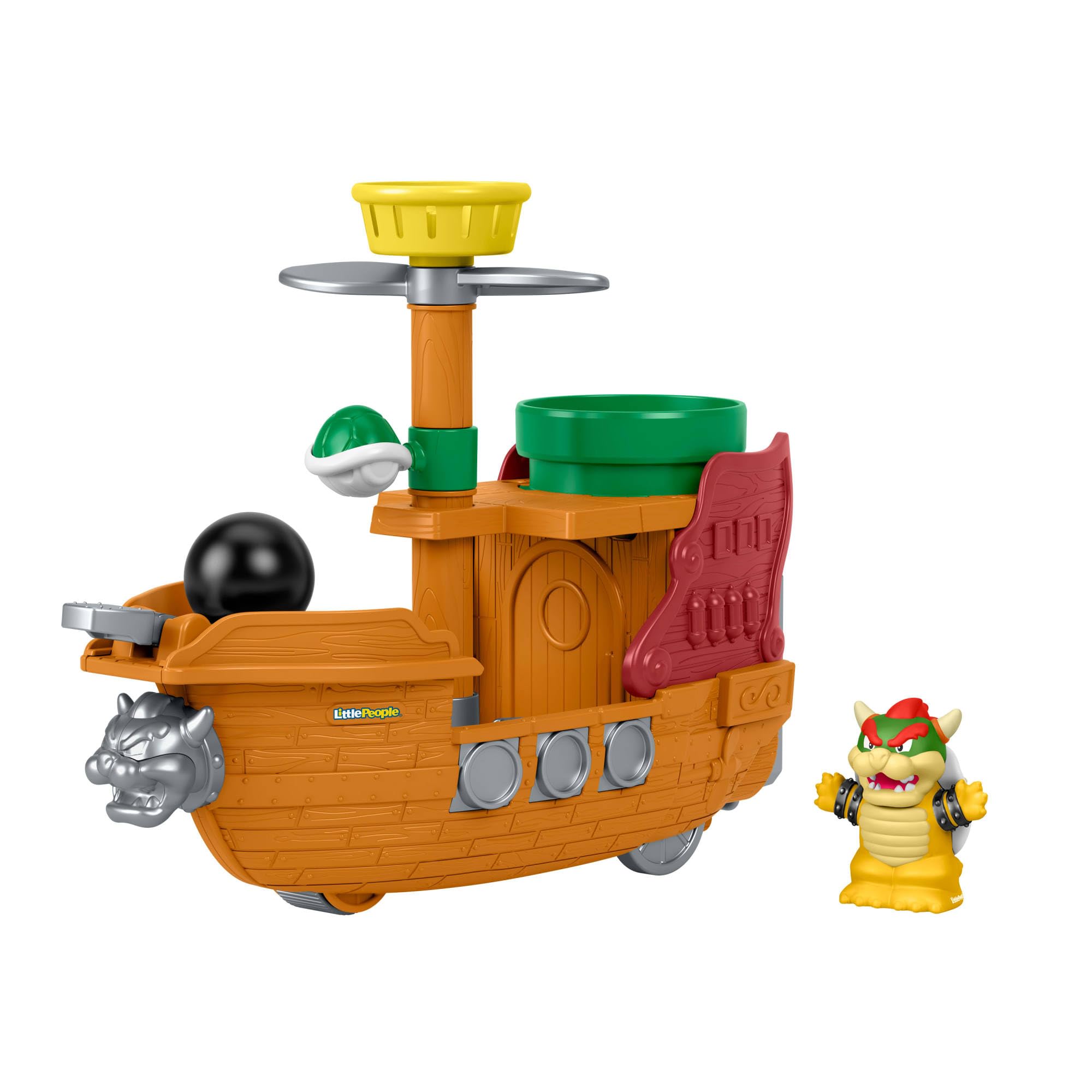 Fisher-Price Little People My Mario Galeone di Bowser, Giocattolo per Bimbi Piccoli, playset con Personaggio per Il Gioco di finzione nell'età prescolare, per Bambini dai 18 Mesi in su, JHG62