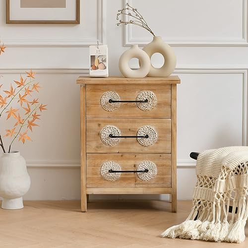 Melpomene Armario de acento moderno de mediados de siglo cabina de almacenamiento de madera retro aparador de bufé de cocina con 3 cajones