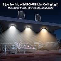 Vista 3 de Paquete de 2 luces solares de techo con sensor de movimiento, regulables de 6000 K/4000 K/3200 K, luz solar de cobertizo con interruptor