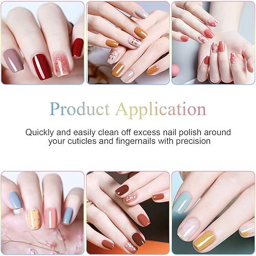 Miniatura 5 de Juego de 2 brochas de limpieza de uñas, pinceles ovalados y angulares para limpiar errores de esmalte de uñas, mango de diamantes de imitación,
