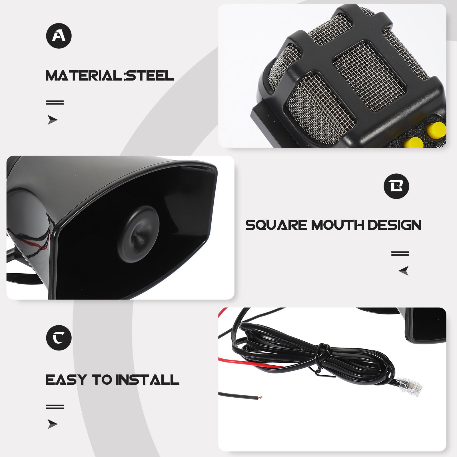 Homoyoyo Alarma de Coche para Camión con Bocina de Acero 12v 100w y 7 Tonos Diferentes Diseño Cuadrado Fácil Instalación y Control Remoto