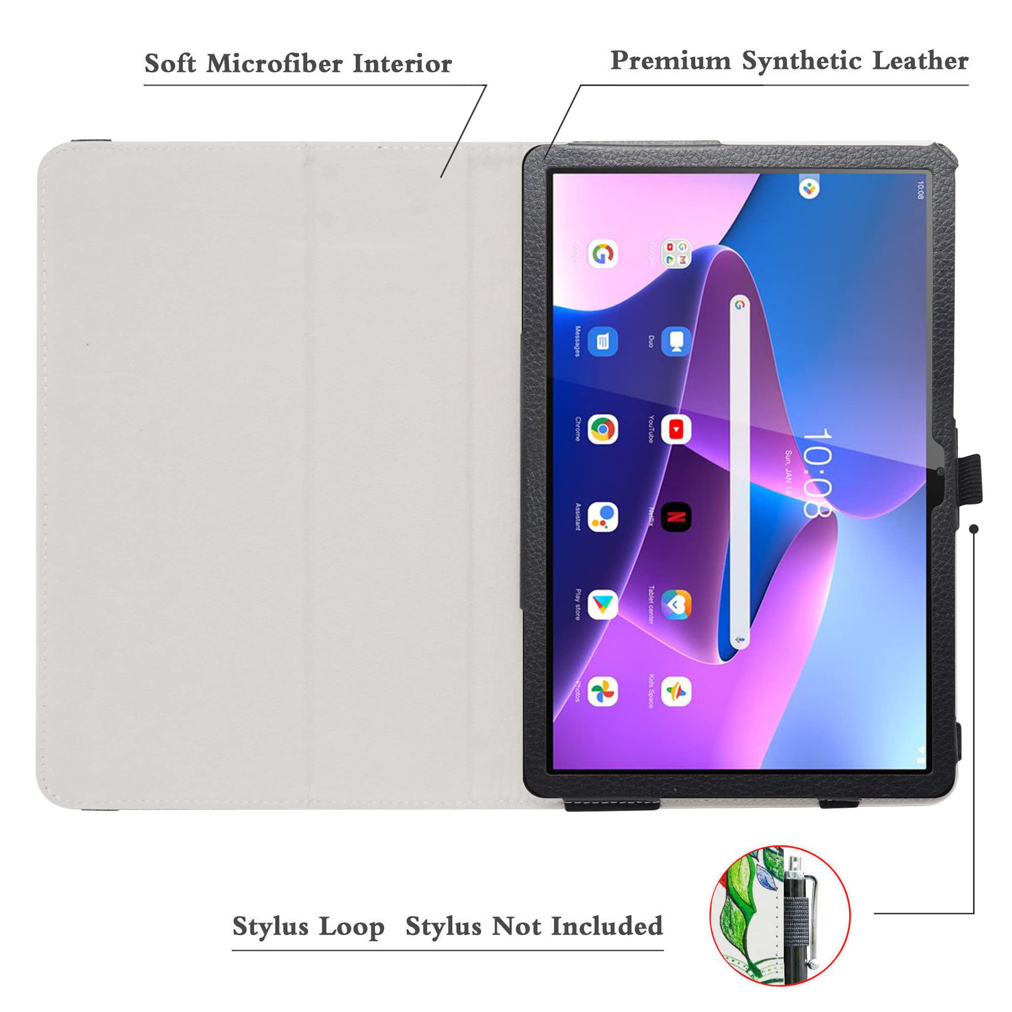 Bige for Lenovo Tab M10 3rd Gen Case,PU Leather Folio 2-Folding