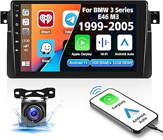 Android 11 Car Stereo with Apple CarPlay Android Auto Compatible with 1999-2005 BMW 3 Series E46 M3 Radio 9” HD Touchscreen GPS Navigation Head Unit Bluetooth FM/RDS WiFi HiFi SWC 2G+32G Backup Camera