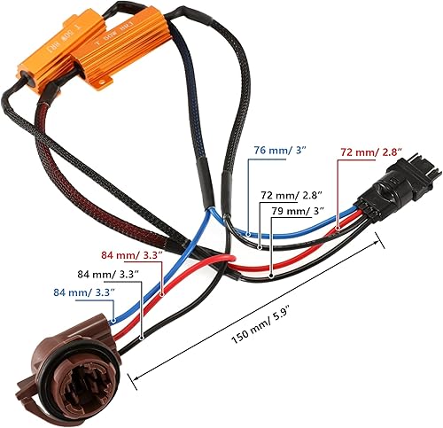 Miniatura 7 de Auxbeam Kit de resistencia antiparpadeo 1157, 1157 2057 2357 7528 BAY15D Resistencia de carga fija luz de señal LED bombo flashcódigo de error 50W