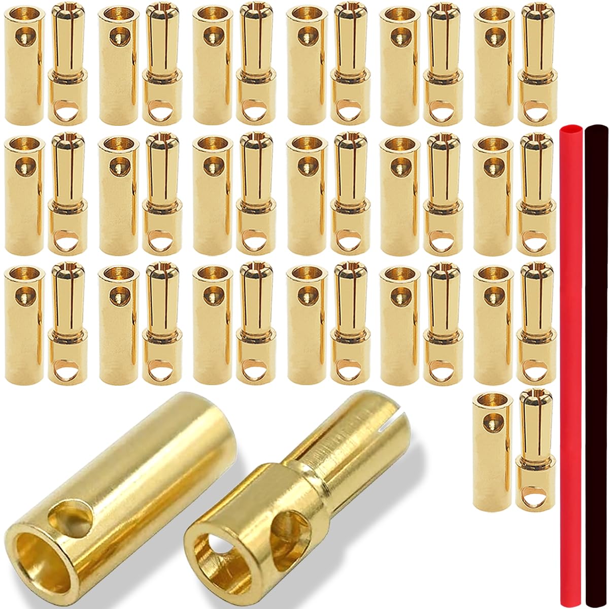 40 connettori banana proiettile placcati in oro da 5 mm Adattatore connettore banana proiettile da 5,0 mm maschio-femmina, per batteria Lipo RC, ESC motore, RC fai da te