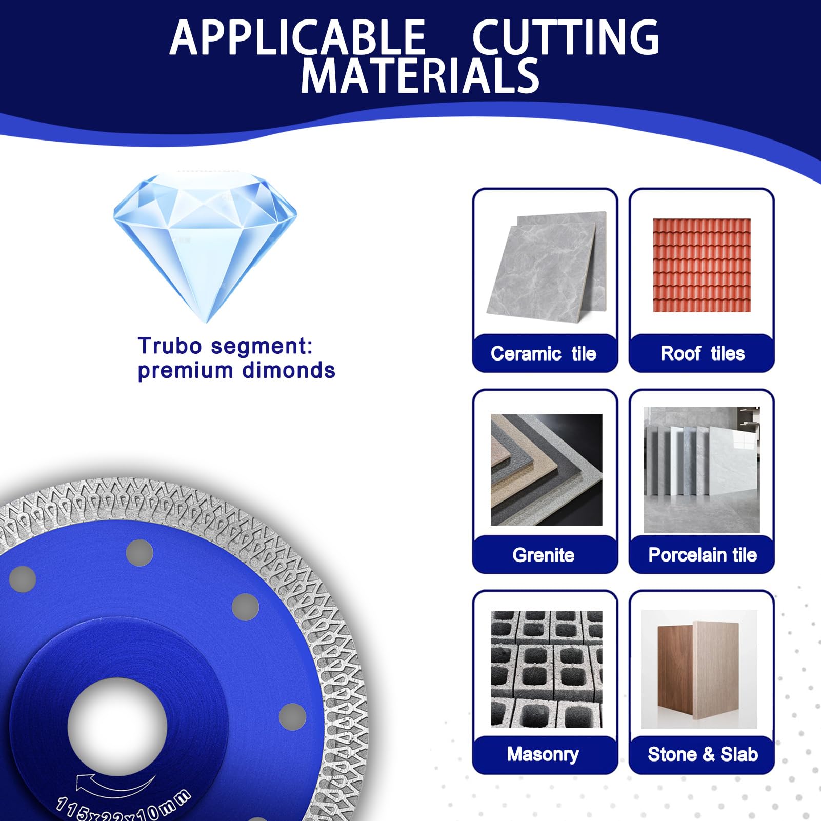 2Pack of 115mm Diamond Cutting Discs for Dry Wet Cutting Clean Cut on Porcelain Artificial Stones Granite Marble Concrete Bricks Ceramics Bricks Super Thin Fast for Angle Grinder Saw Accessory - Image 4