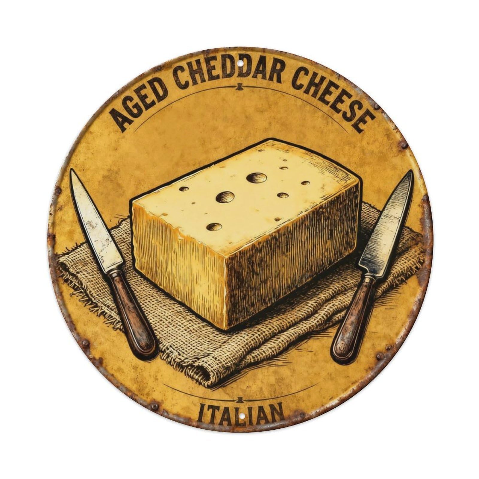 Aged Cheddar Cheese Retro Tin Sign Metal Tin Sign Plaque