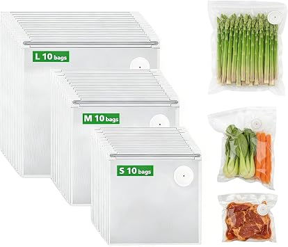 MOMODA Sous Vide Cooking Bags - Set of 30 | BPA-Free Reusable Vacuum Seal Bags 10 Small+10 Medium+10 Large