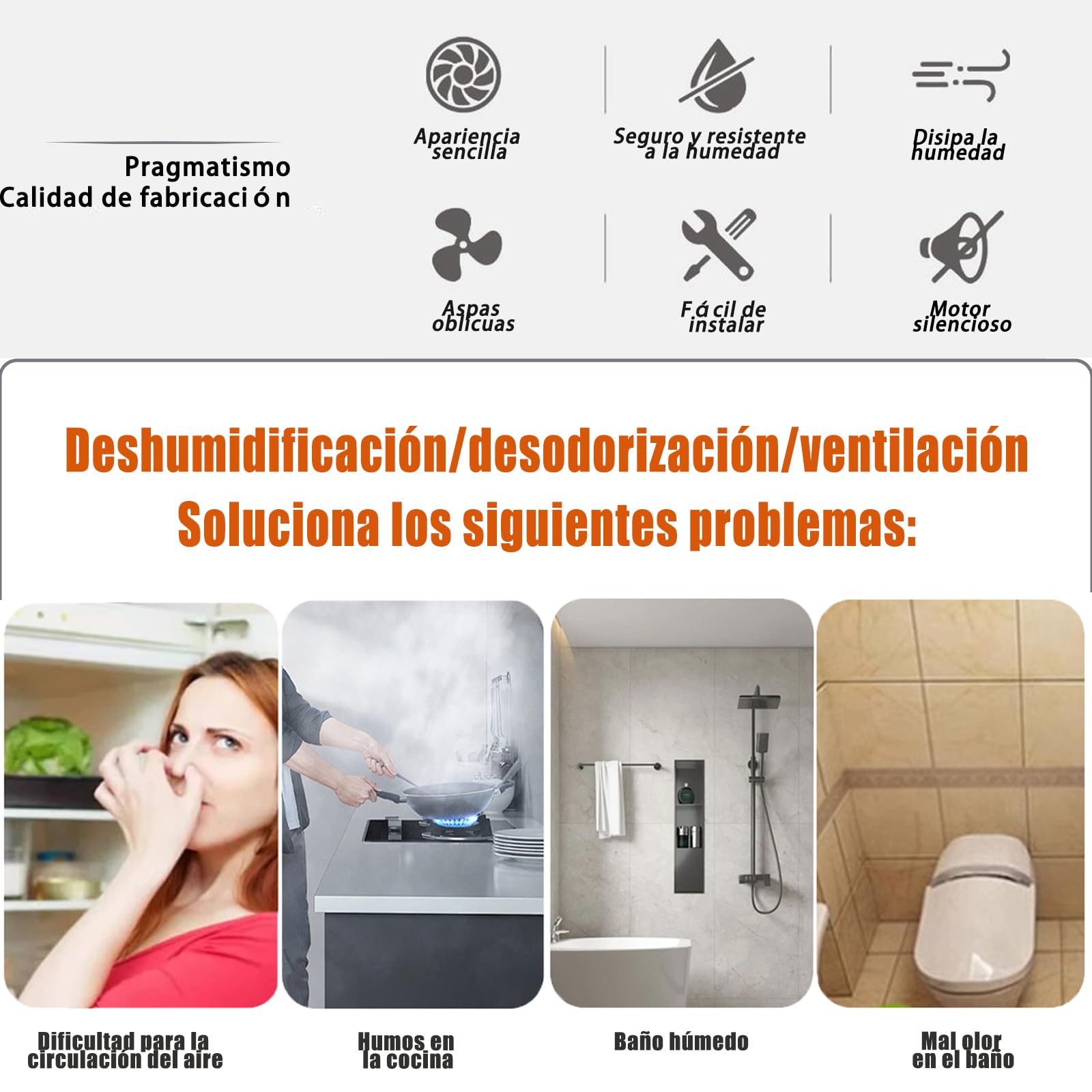 Extractor De Aire，Extractores De Aire De Baño con Válvula Antirretorno Y Mando A Distancia，Ventilador Silencioso De Baño，Ventilador Extractor CocinaWhite,4IN