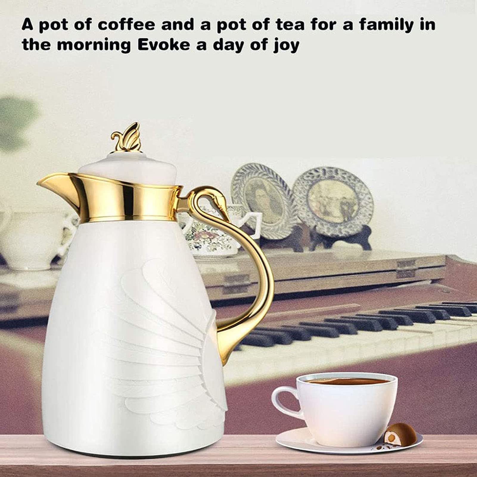 Izolowany dzbanek na kawę, 1500 ml, podwójna ścianka próżniowa termofor ciepła/zimna, karafka termiczna ze stali nierdzewnej na kawę, herbatę, sok, mleko w domu biurze