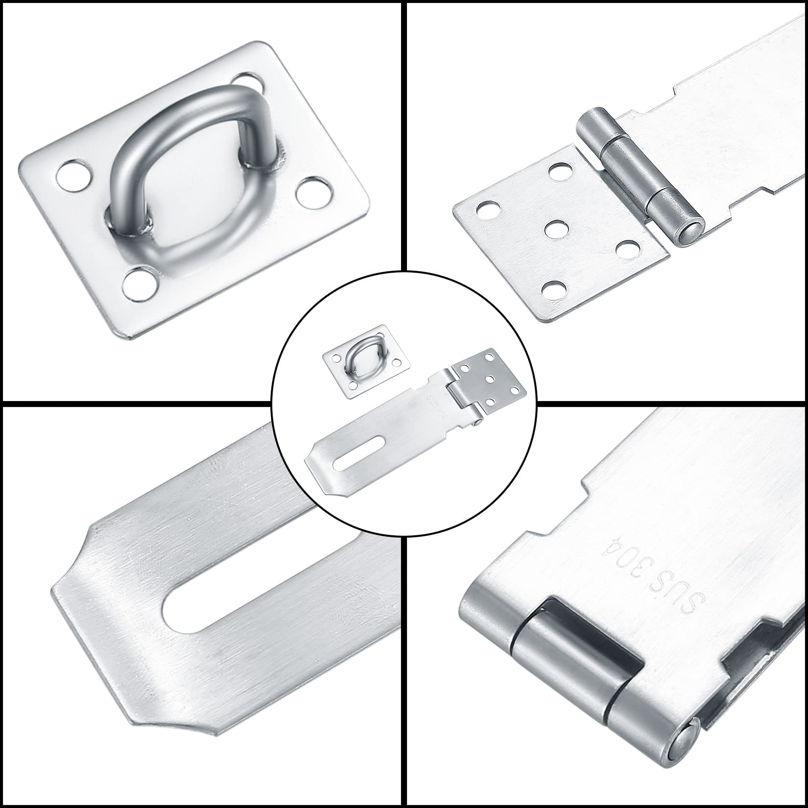 Lucchetto con Chiusura a Viti, Chiusura Hasp in Acciaio Inox, Chiusura con Chiave per Porta di Giardino, Lucchetto Hasp per Armadio, Cassetto, Porta e Cancello