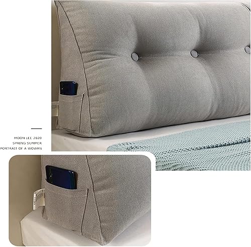 Miniatura 4 de Cojín de cama de lectura Queen  Almohada triangular de cuña para cabecero, soporte de posicionamiento trasero, relleno extra y funda extraíble para